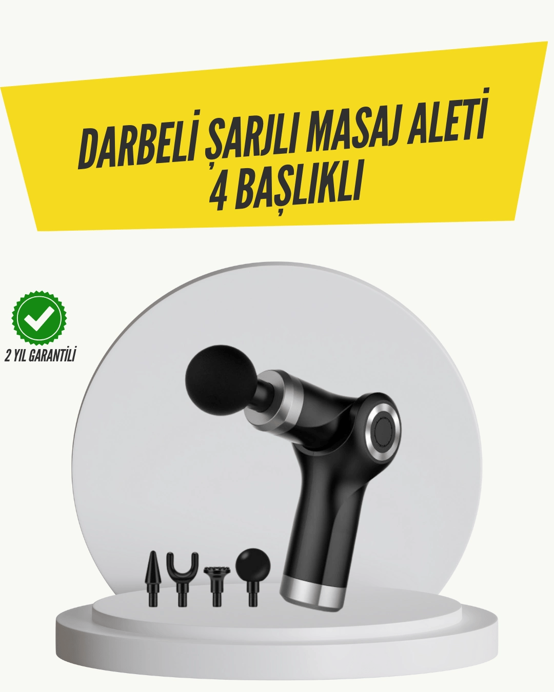 Mini Masaj Tabancası 4 Başlık 6 Hız Ayarlı