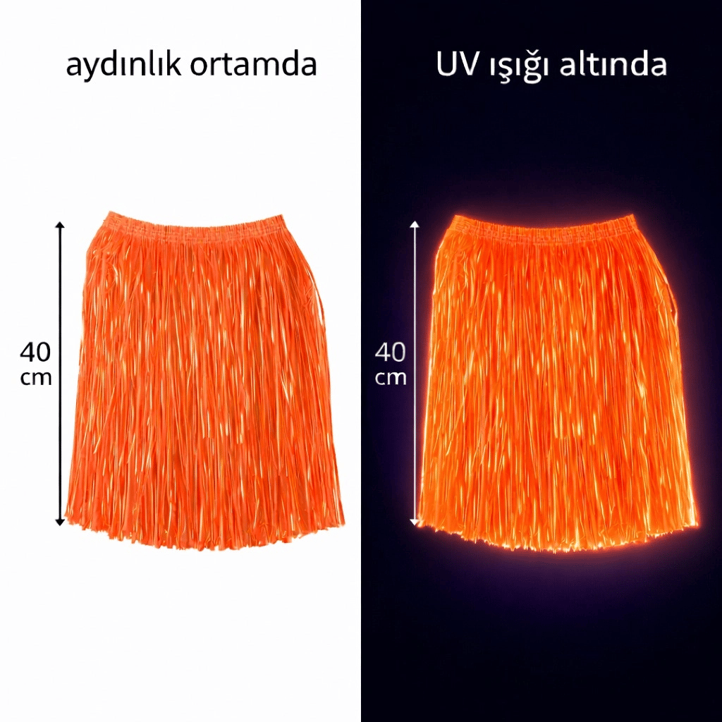 Neon Turuncu Hawaii Parti Eteği 40 cm