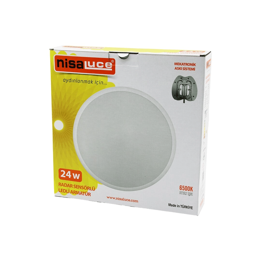NİSALUCE EAMP-106/B 24W RADAR SENSÖRLÜ LEDLİ ARMATÜR BEYAZ ÇERÇEVE MEKATRONİK ASKI SİSTEMİ 6500K - 2160Lm