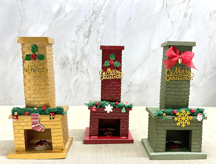 Noel Temalı Polyester Şömine Tütsülük