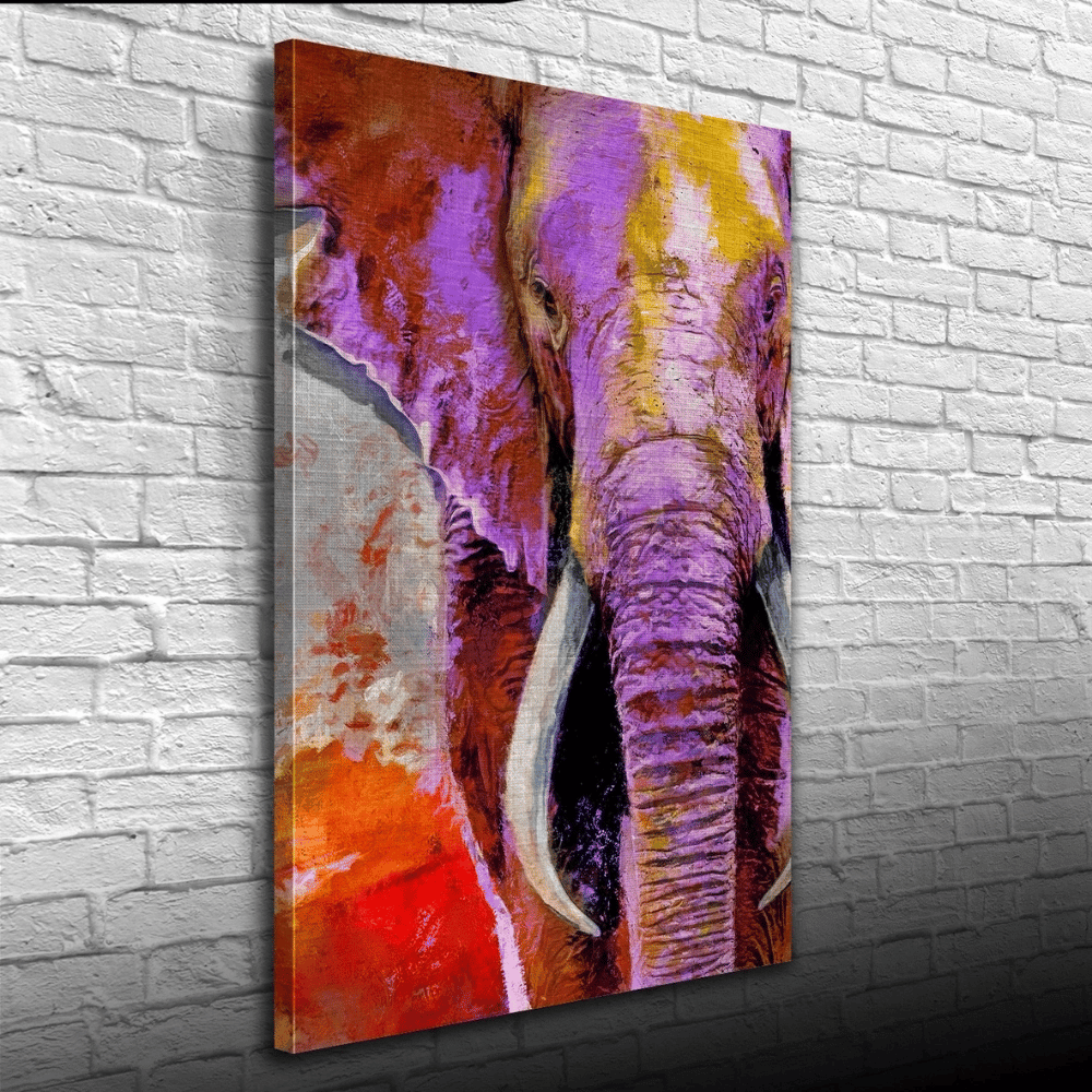 Pastel Renklerde Dekoratif Fil Görseli Kanvas Tablo 50 x 70