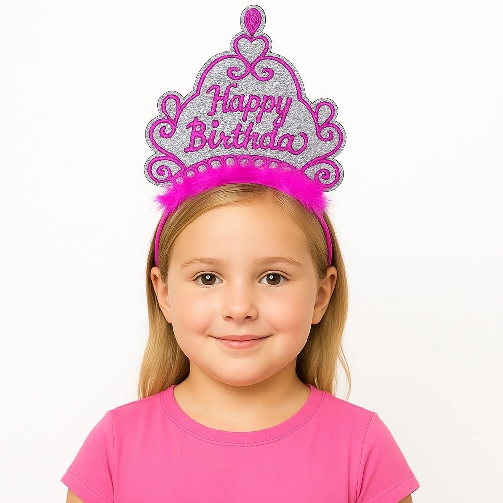 Pembe Happy Birthday Doğum Günü Prenses Tacı