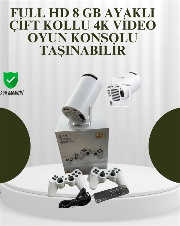 Portatif 4K Projeksiyon – 4.000 Uygulama, Kablosuz Yansıtma ve Bluetooth 5.0