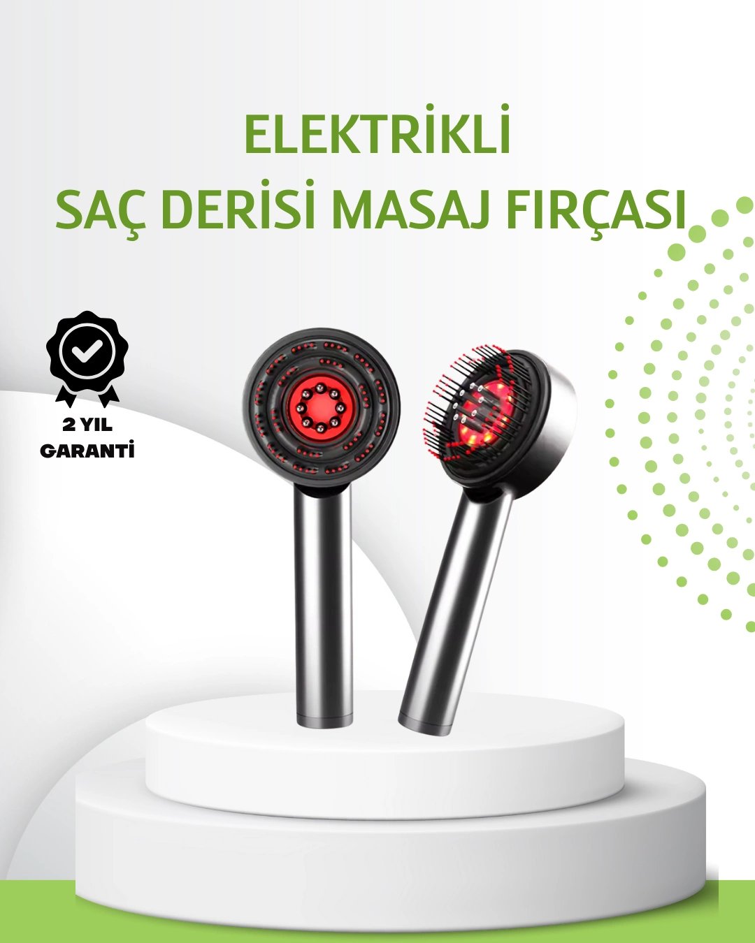 Şarjlı Saç Derisi Masaj Cihazı Kırmızı Işık ve 3D Tarak Dişli
