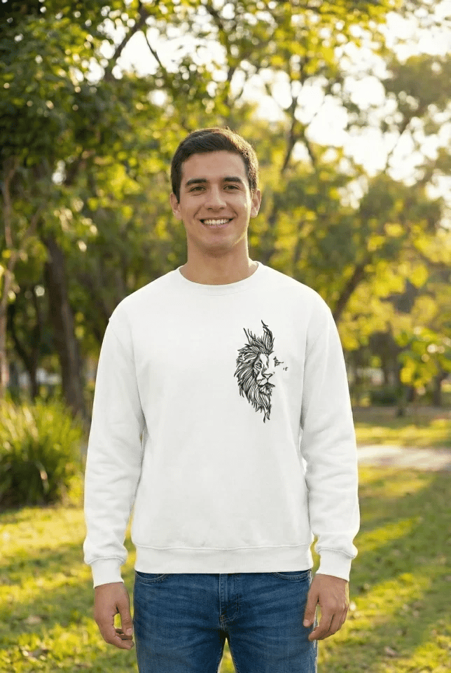 Sevgililer Günü Özel Bisiklet Yaka Baskılı Oversize Sweatshirt - Beyaz