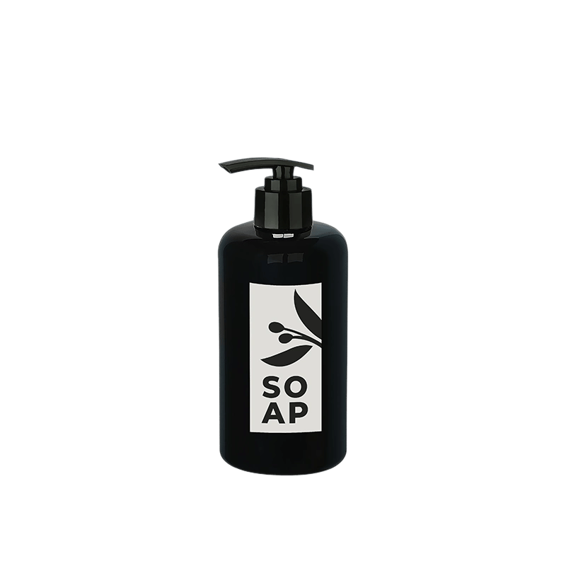 Sıvı Sabunluk Yuvarlak Plastik Pompalı 500 ML - Siyah