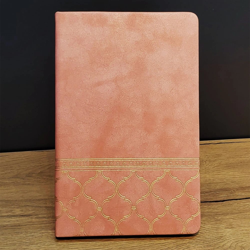 Somon Rengi Desenli Deri Defter