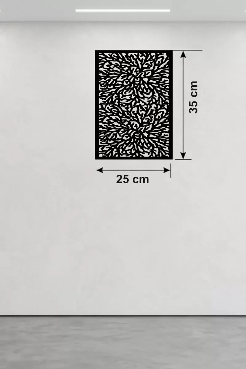 Soyut Mercan ve Hücre Dokulu Ahşap Duvar Tablosu - 25x35 cm Lazer Kesim Dekoratif Pano