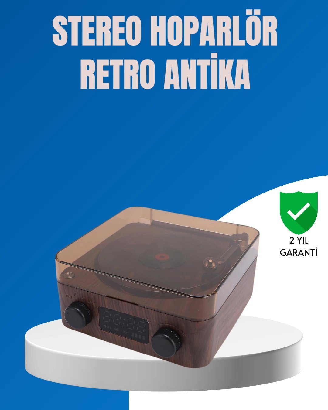 Stereo Bluetooth Hoparlör – Gece Lambalı ve Saat Göstergeli