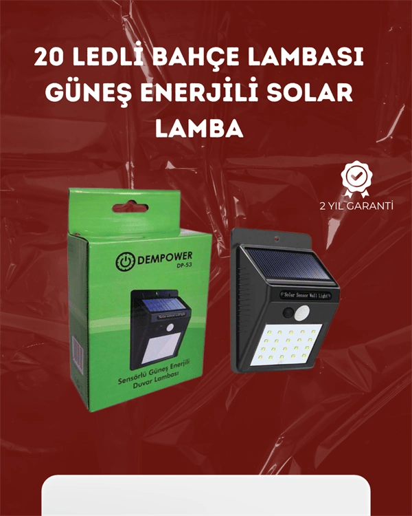 Su Geçirmez 20 LED Solar Aydınlatma | Dış Mekan için PIR Hareket Sensörü ile Akıllı Işık