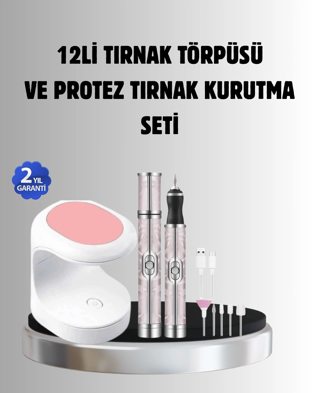 Tırnak Matkabı ve LED Oje Kurutucu 2’li Profesyonel Bakım Seti