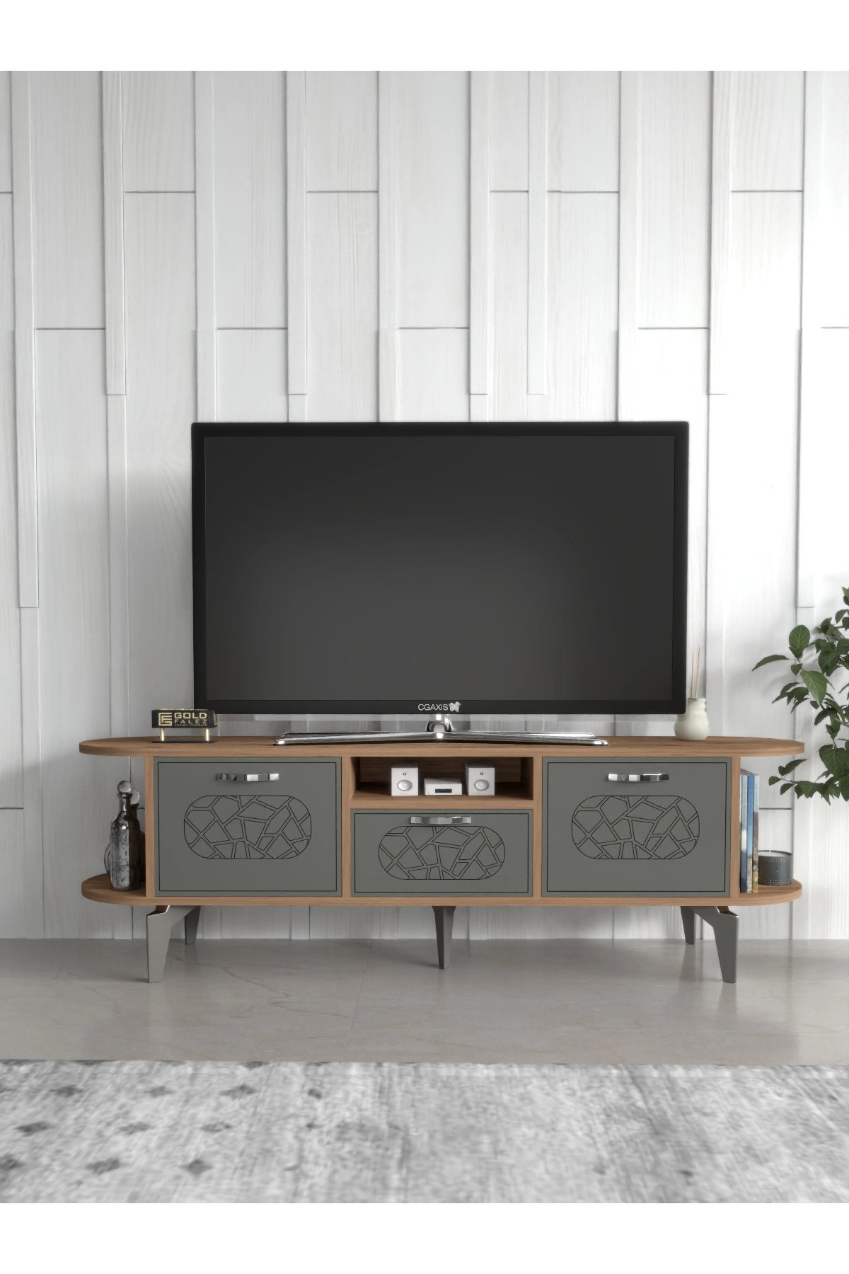 Tv Sehpası Mira Atlantik 5031 Gümüş 160 Cm 35 Cm 50 Cm