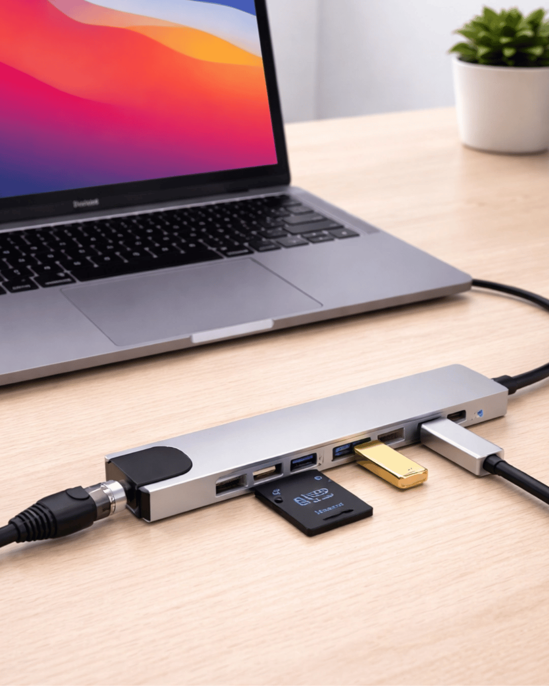 Type C Hub Çoklayıcı 8 Port USB HDMI RJ45 Kart Okuyucu