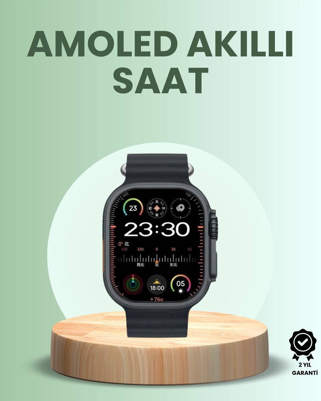 Ultra Akıllı Saat AMOLED Display 15 Gün Dayanıklı Batarya