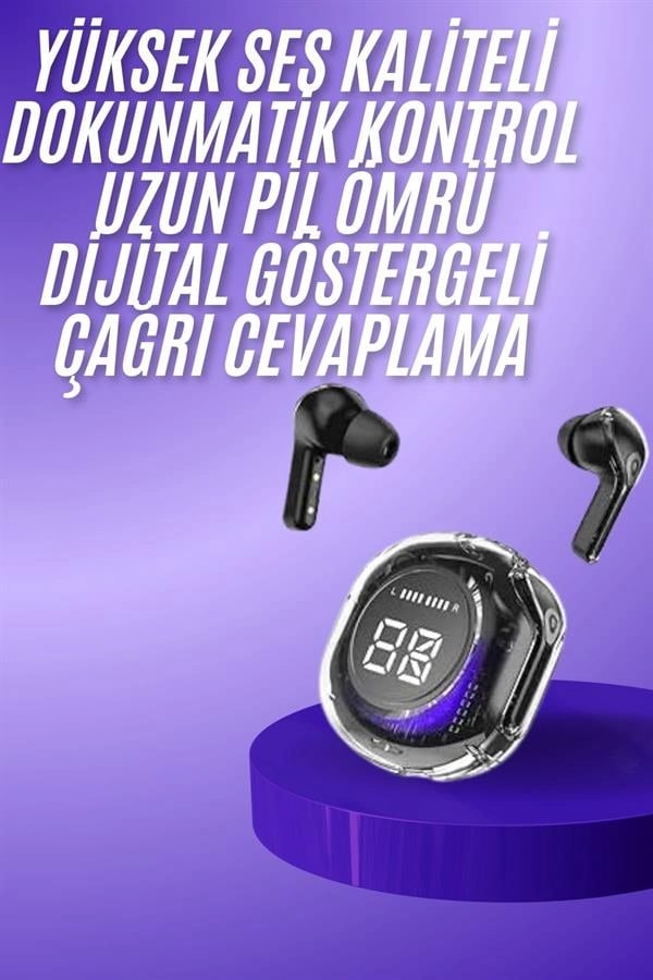 Yeni Nesil Bluetooth Kulaklık Dijital Göstergeli  Dokunmatik 5.3 Kablosuz