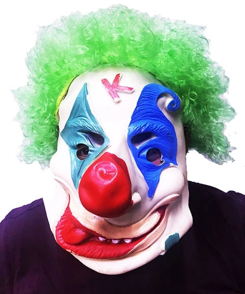 Yeşil Afro Peruklu Palyaço Maske