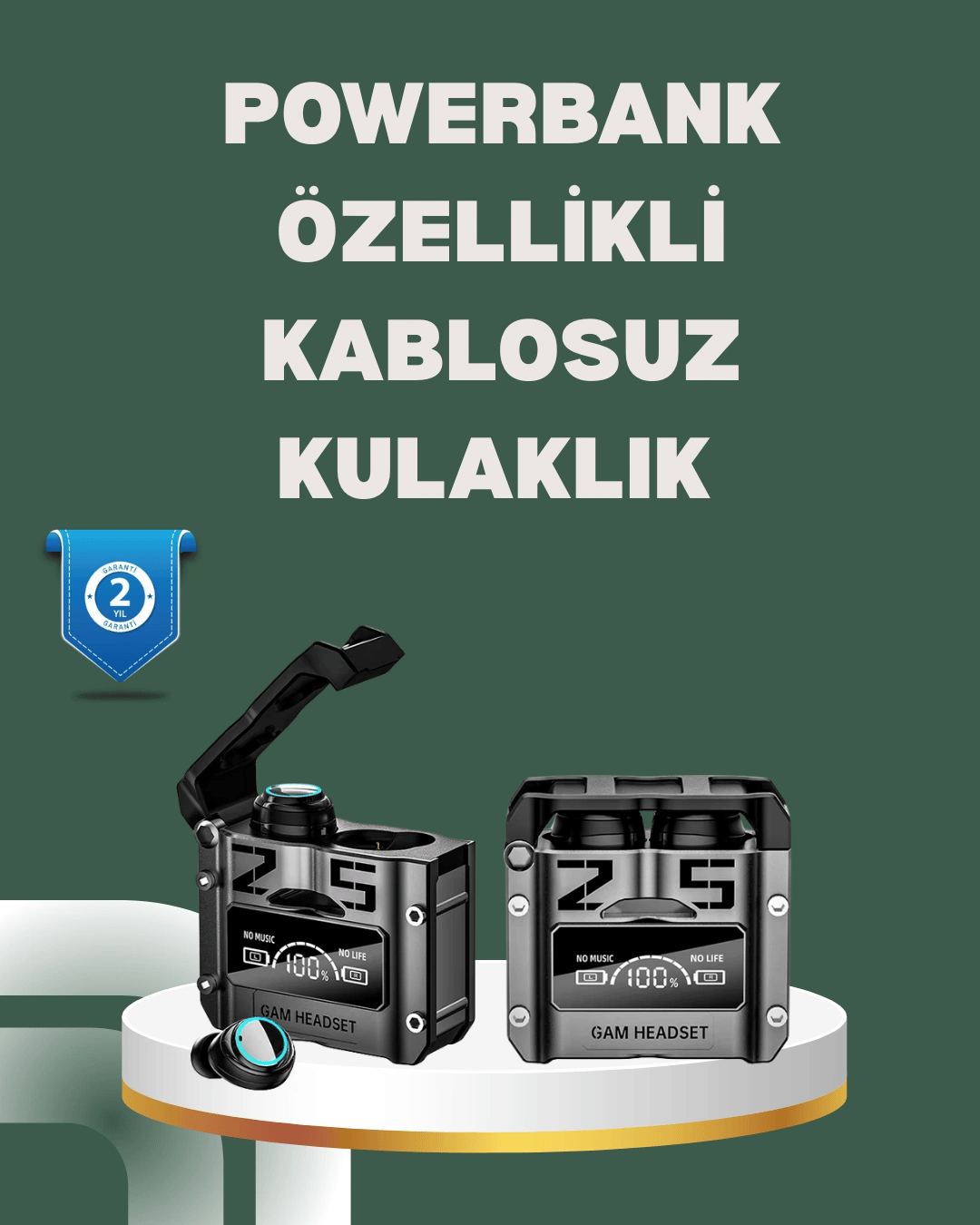 Yüksek Ses Kaliteli Kablosuz Bluetooth Kulaklık Suya Dayanıklı
