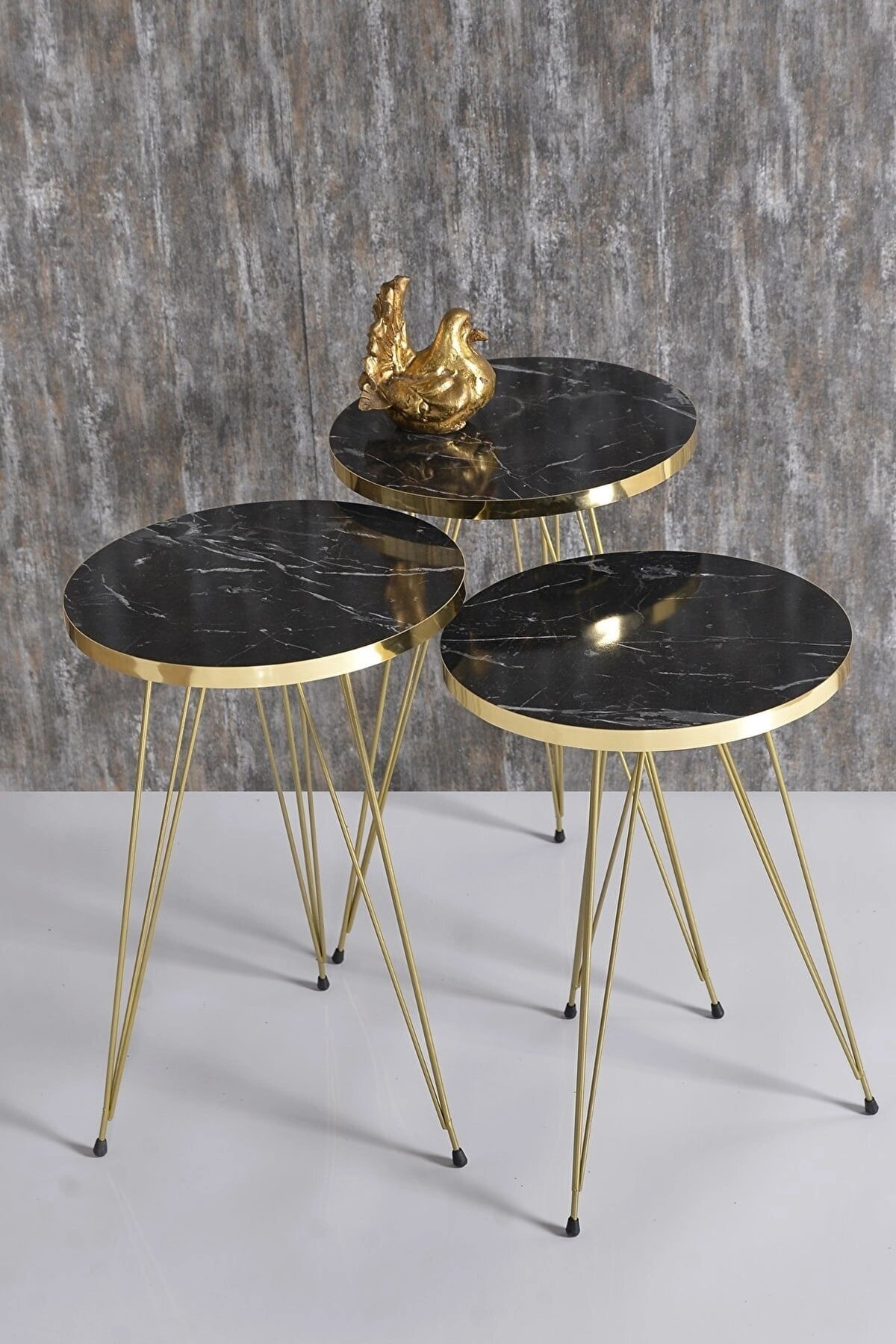Zigon Sehpa Gold Bendir Tel Ayak