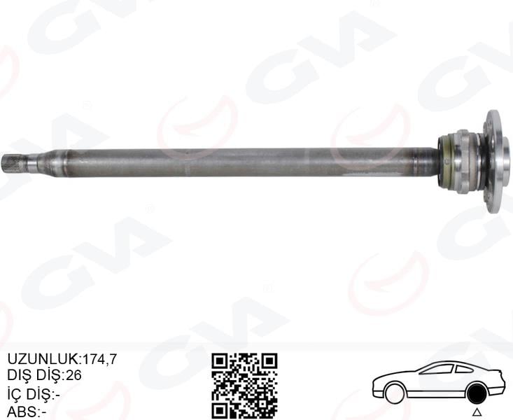 AKS MILI ARKA SOL INCE KISA 840mm MERCEDES SPRINTER B906 . VW CRAFTER 30-35-50 Z:26-29 PORYALI