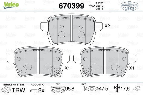 ARKA FREN BALATASI OPEL CORSA E 14>19 ADAM 14>19 15 JANT RPO J67 FIAT EGEA 16> 500L 13> 264mm