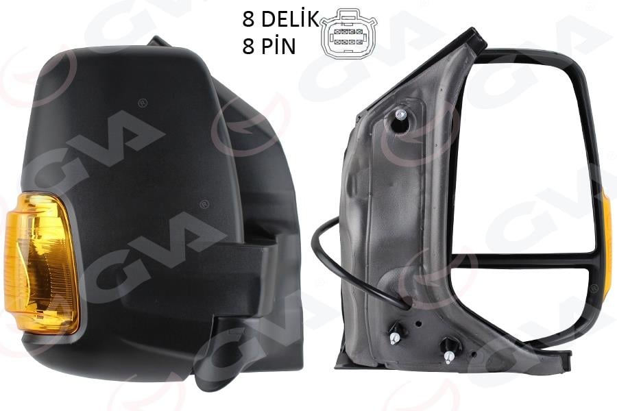 DIŞ DİKİZ AYNASI KISA KOL SAĞ OTOMATİK KATLA. ELEKT. SARI SİNYALLİ REZİST. TRANSIT V363 14>