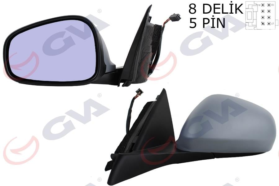 DIŞ DİKİZ AYNASI SOL GIULIETTA 10> ELEKTRİKLİ ISITMALI ASTARLI MAVİ CAM ASFERİK 5 FİŞ VM-6413EHPAL