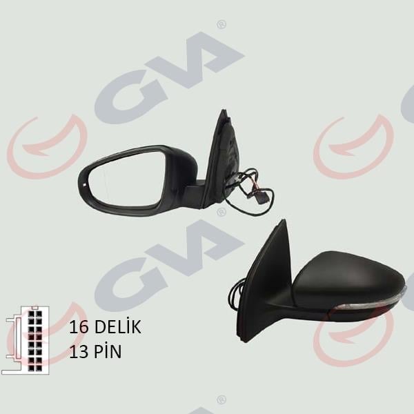 DIŞ DİKİZ AYNASI SOL GOLF 09> ELEKTRİKLİ ISITMALI SİNYALLİ ASFERİK 6 FİŞ VM-6197EHPAL
