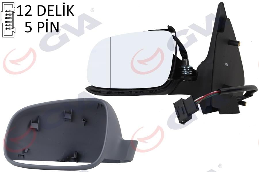 DIŞ DİKİZ AYNASI SOL POLO 00> ELEKTRİKLİ ISITMALI ASTARLI ASFERİK 5 FİŞ VM-192EHAL
