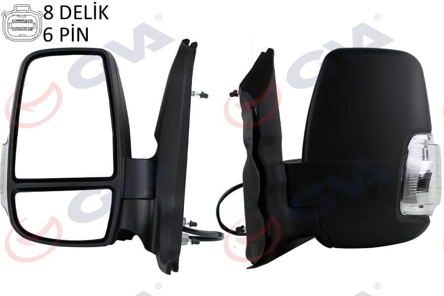 DIŞ DİKİZ AYNASI SOL TRANSIT 14> ELEKTRİKLİ ISITMALI BEYAZ SİNYALLİ DESENLİ KONVEKS 6 FİŞ VM-6329EHL