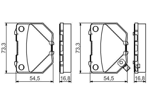 DİSK BALATA - ARKA - WVA 23850 - 73.3X54.5X17 MM - İKAZ KABLOLU