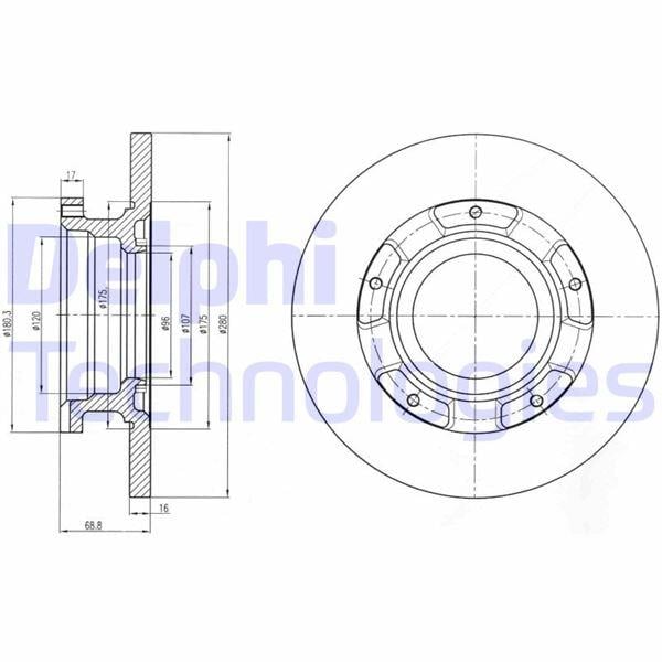 FREN DİSKİ ARKA FORD TRANSİT 06> V347 ÖNDEN ÇEKER 280x16x5DELİK