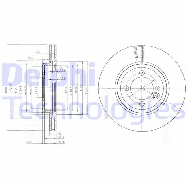 FREN DİSKİ ÇİFTLİ PAKET - BOYALI. DELİKLİ ÖN MINI COOPER. COOPER D. COOPER SD. FIRST. ONE 11/2006