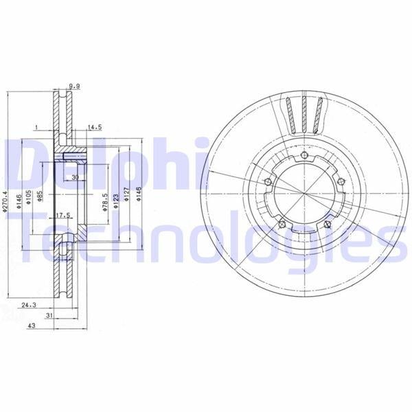 FREN DİSKİ ÖN FORD TRANSİT 92> T15-M15 ÇAP: 270 mm 270x24.1x5DLxHAVALI