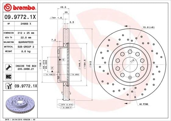 FREN DİSKİ ÖN VW PASSAT-GOLF5-GOLF6-GOLF7-CADDY-A3-LEON-FORD CONNECT 23> ÇAP: 312mm. KALINLIK: 25mm Delik: 5