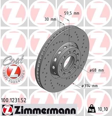 FREN DİSKİ. ÖN. 314 /30-28 MM . HAVA KANALLI. YÜKSEK KARBON ALAŞIMLI DELİKLİ 986478617-DF4125S