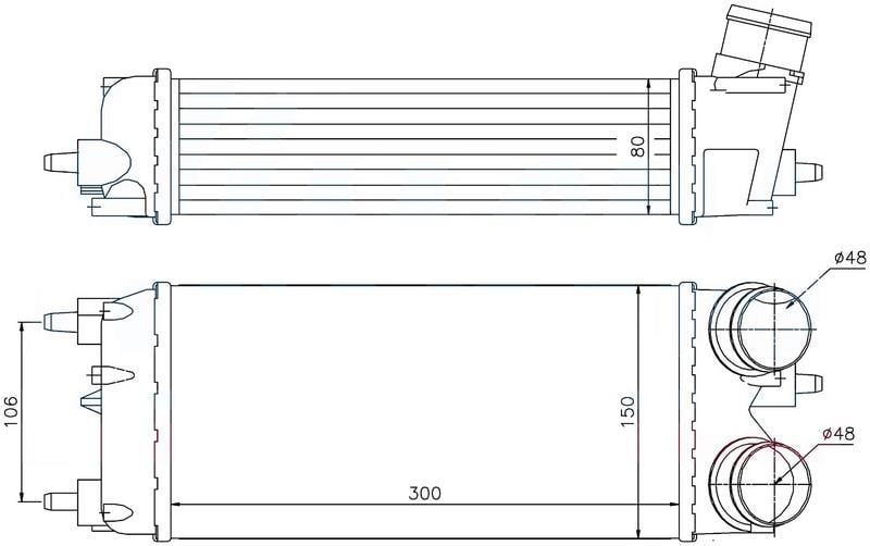 INTERCOOLER BRAZİNG INTERCOOLER A/M 300X150X80 FİESTA 1.5TDCI-1.6TDCI 12 / COURİER 1.6TDCI 2014 96553-AV219L440-AA187862