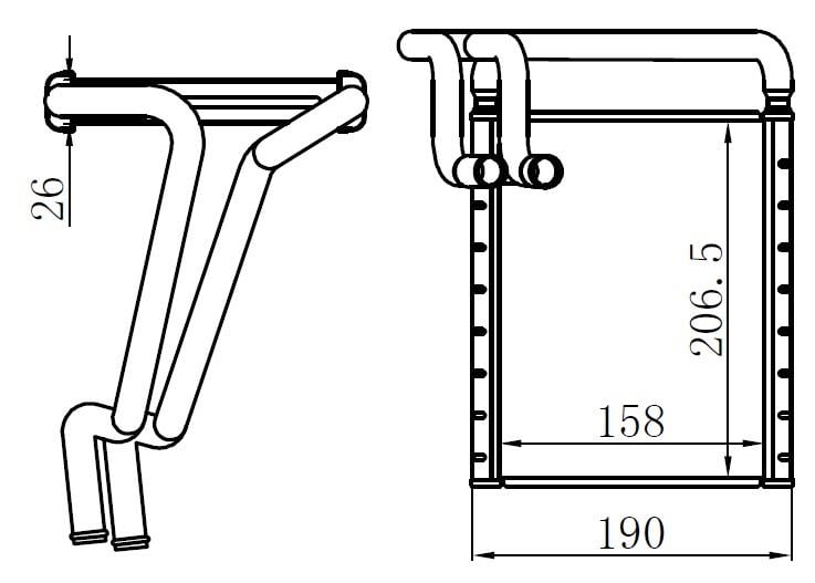 KALORİFER BRAZİNG HEATER 158X216.5X26 ELANTRA 1.6CRDİ/1.6İ - İ30 / CEED 2010 77652