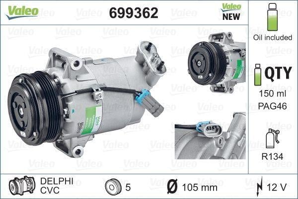 KLİMA KOMPRESÖRÜ ASTRA G 1.6--1.6 00-09 ASTRA H 1.6-1.6 T-1.8 04 > MERIVA 1.6-1.6T 05-10 105mm