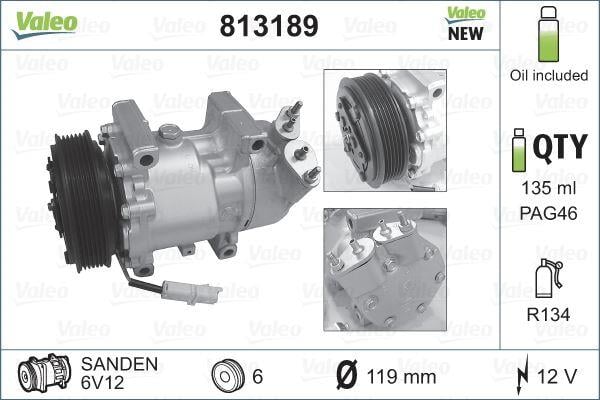 KLİMA KOMPRESÖRÜ BERLINGO-PARTNER 1.4-1.6 16V 96 >C2 1.4-1.6-1.6 HDİ 03 > 119mm