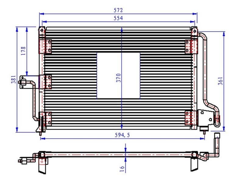KLİMA KONDENSERİ ASTRA F 1.4-1.6-1.8-2.0 91 > 575x348x16
