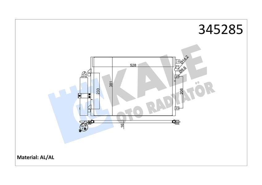 KLİMA KONDENSERİ DACIA SANDERO 1.4İ-1.6 İ 16V BENZİNLİ 08> LOGAN I 1.4İ-1.6İ 04> OTO.-MEK. AL/AL