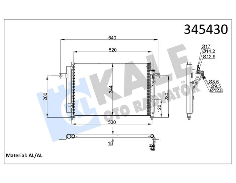 KLİMA KONDENSERİ HYUNDAI GETZ 1.1-1.3i-1.4i 02-09 - İ10 1.1 08 > 499x324x17 AL/AL