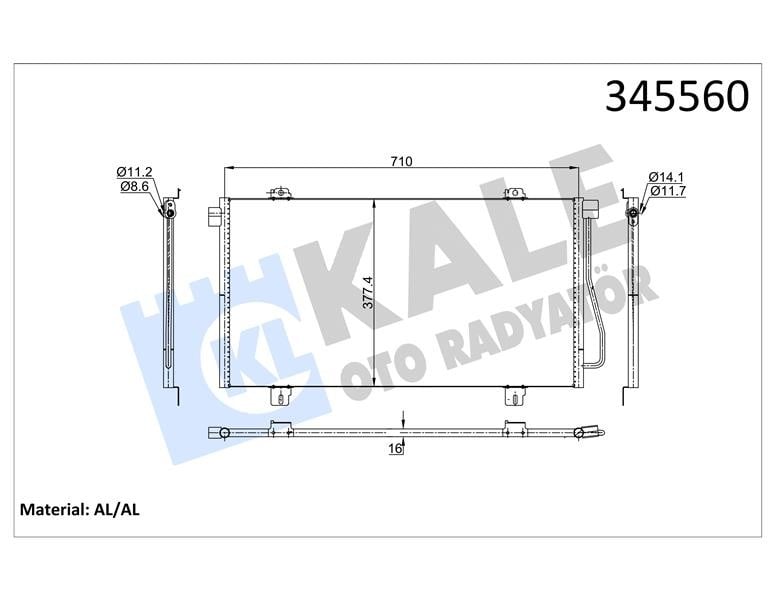 KLİMA KONDENSERİ MASTER 00 > 730x378x16 AL/AL
