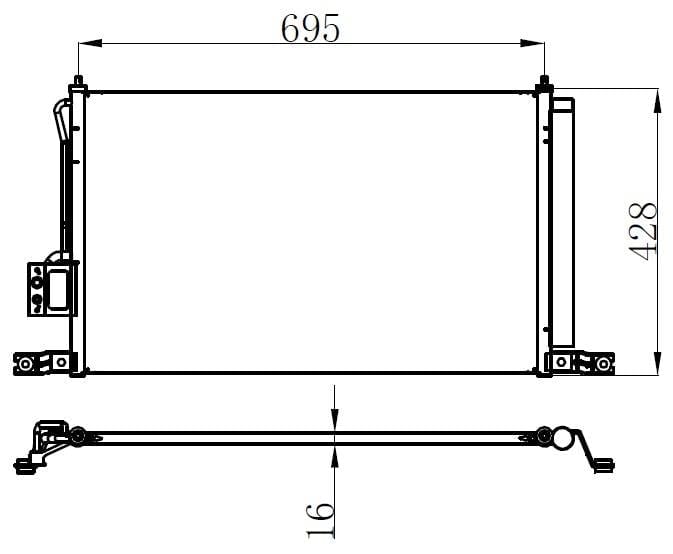 KLİMA KONDENSERİ SANTA FE 2.0İ-2.2CRDI-2.7İ 06 > 715X425X16 OTO.-MEK.