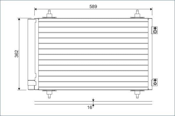 KLİMA RADYATÖRÜ KONDENSERİ PEUGEOT EXPERT 07> P807 06> CITROEN JUMPY 07> C8 06> TOYOTA PROACE 13> 590x361x12