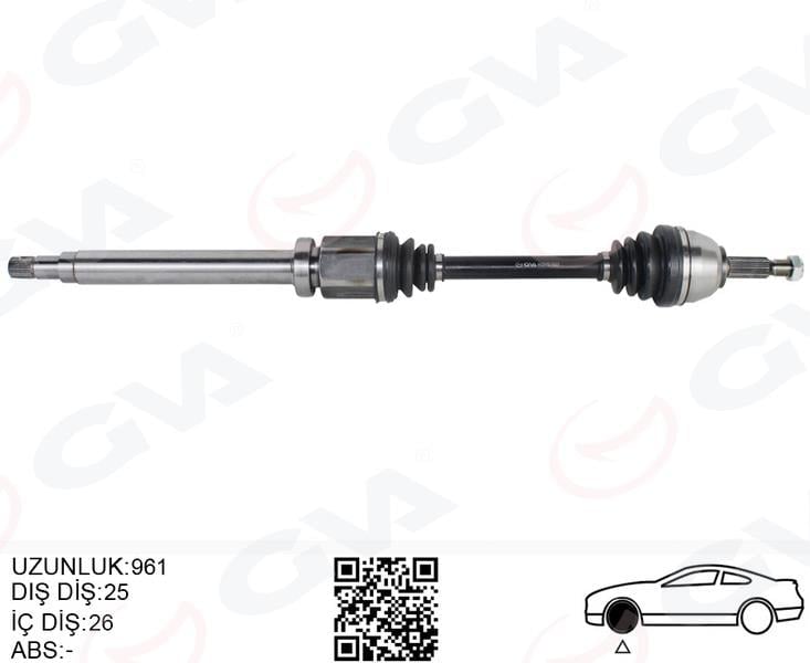 ÖN AKS KOMPLE SAĞ TRANSIT CONNECT 1.8 TDCI 02>14 90-110PS 961MM