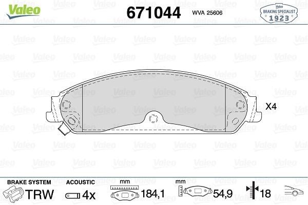 ÖN DİSK FREN BALATASI CHRYSLER 300C 3.0/3.6/6.4 01/11> LANCIA FLAVİA 2.4 03/12>