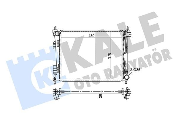 RADYATÖR BRAZİNG ACCENT BLUE 1.6 CRDİ -İ20-KIA RIO DİZEL 11 > OTOM. 480x382x26