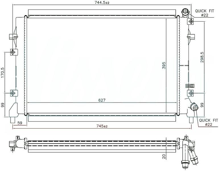 RADYATÖR BRAZİNG Leon-Toledo 1.2 TSI-1.4 TSI 2004> 628x403x16 MT