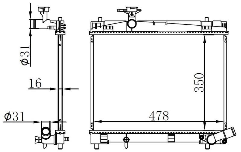 RADYATOR BRAZİNG MT 350X478X16 YARİS 1.33İ 10 646868